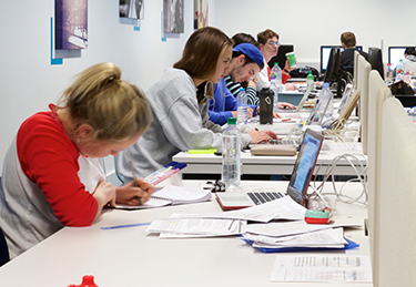 A photo of students at work in a Study Skills service workshop.